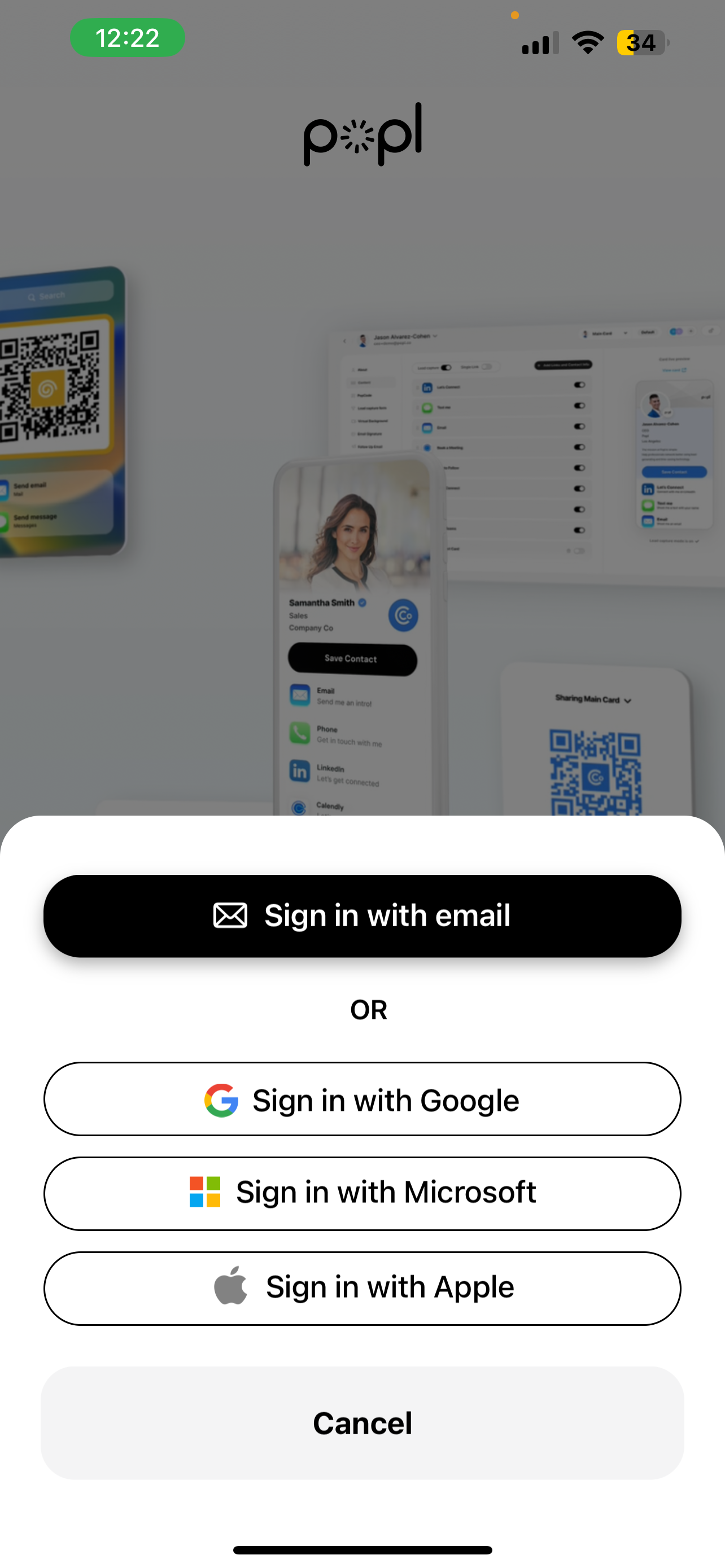 How do I set up a Popl account or access my account?